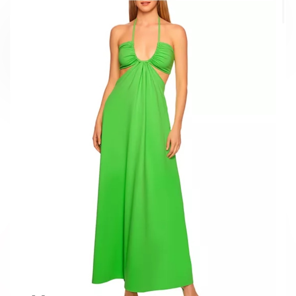 Revolve Susana Monaco Bright Vivid Green Halter Maxi Dress Size S